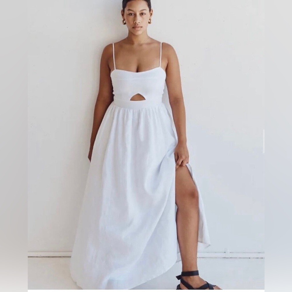 DISSH Harper Dress Midi Linen White Size 10 - Picture 7 of 8